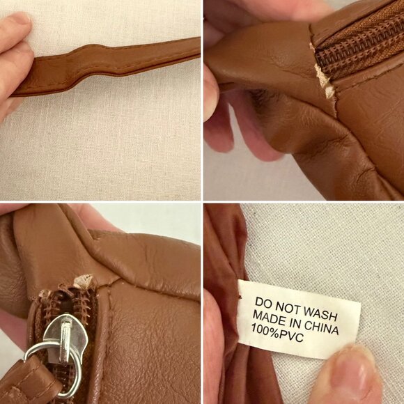 Brown Faux Leather Crossbody Bag Adjustable Strap Multi Compartment Purse - Picture 7 of 15